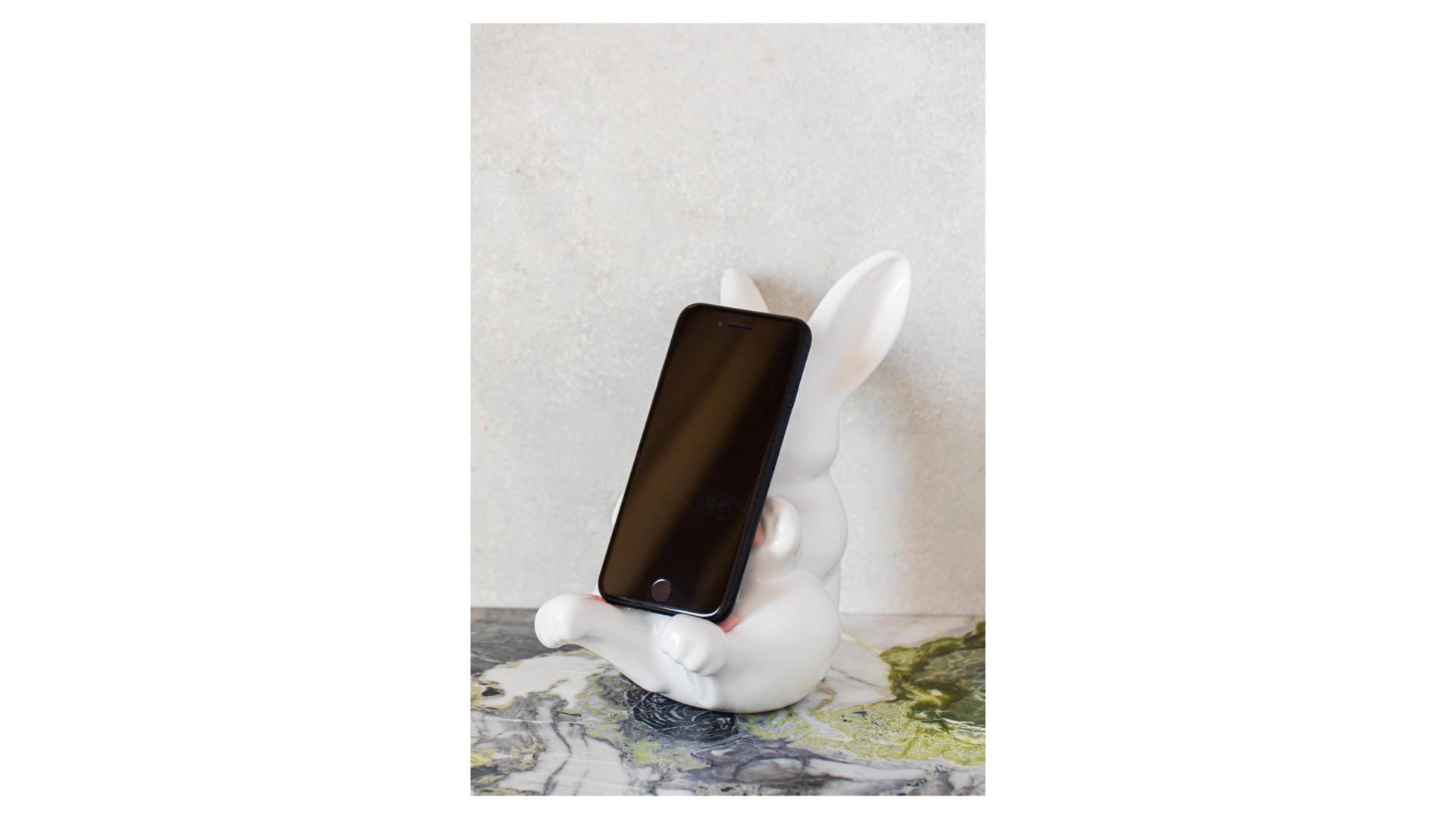 Держатель для смартфона Claystreet Кролики Малыш Пухлик 19 см, фарфор, белый