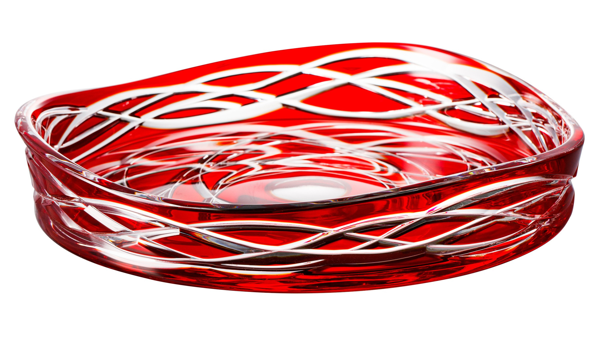 поднос богемия хрустальный богемия. красный хрусталь.