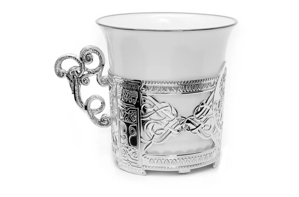 Чашка кофейная с ложкой в футляре АргентА Август-Октавиа 46,04 г, серебро 925