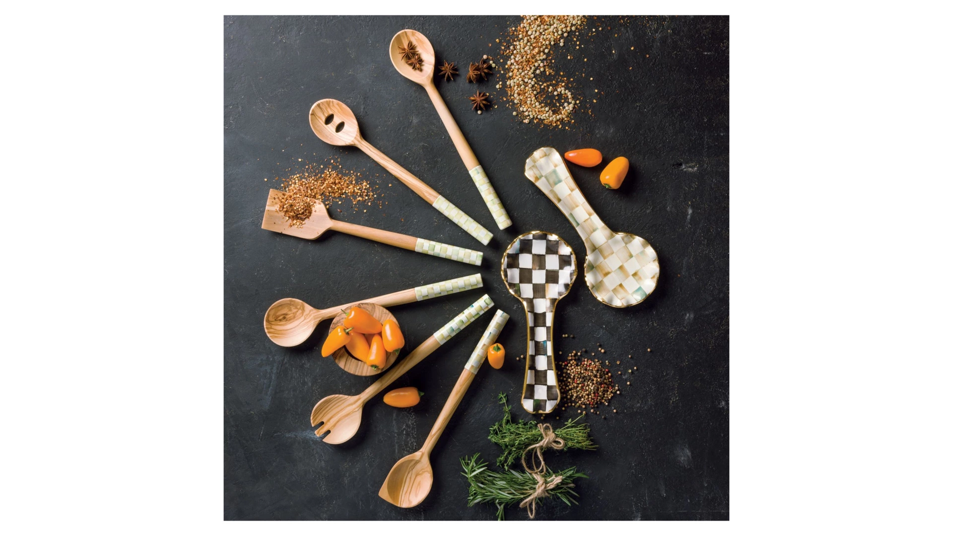 Подставка под ложку Mackenzie-Childs Сourtly Сheck 22х4 см, сталь нержавеющая