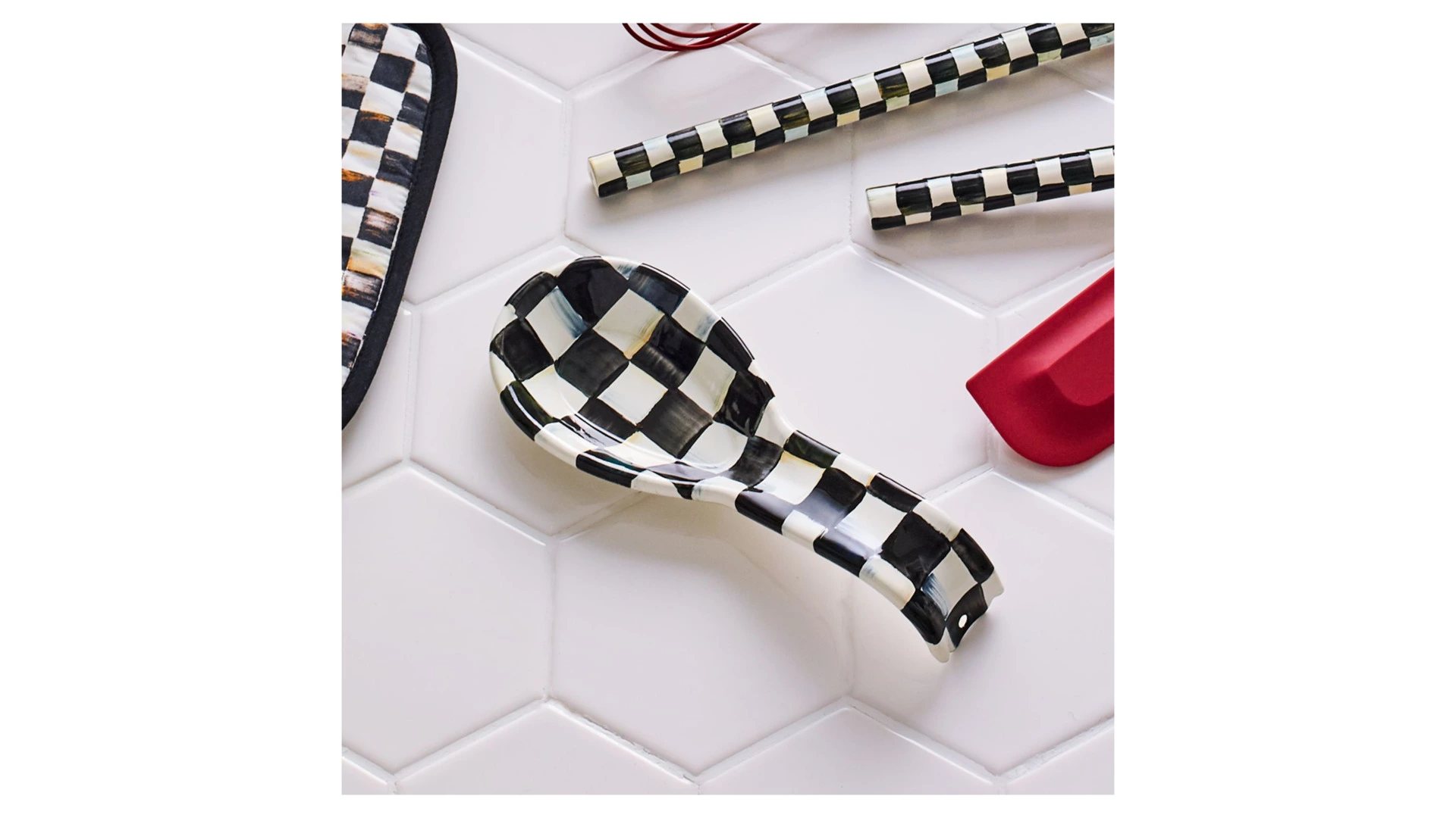 Подставка под ложку Mackenzie-Childs Сourtly Сheck 22х4 см, сталь нержавеющая