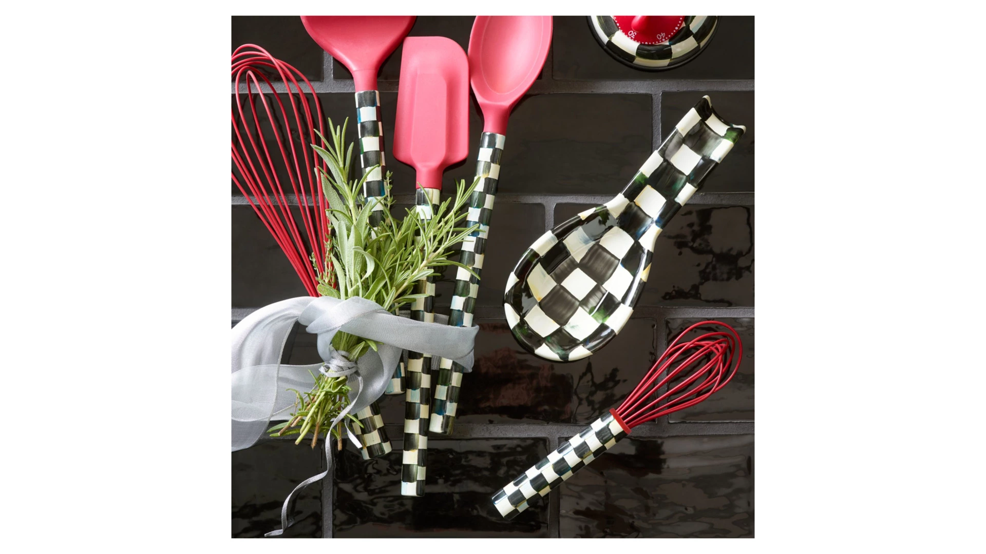 Подставка под ложку Mackenzie-Childs Сourtly Сheck 22х4 см, сталь нержавеющая