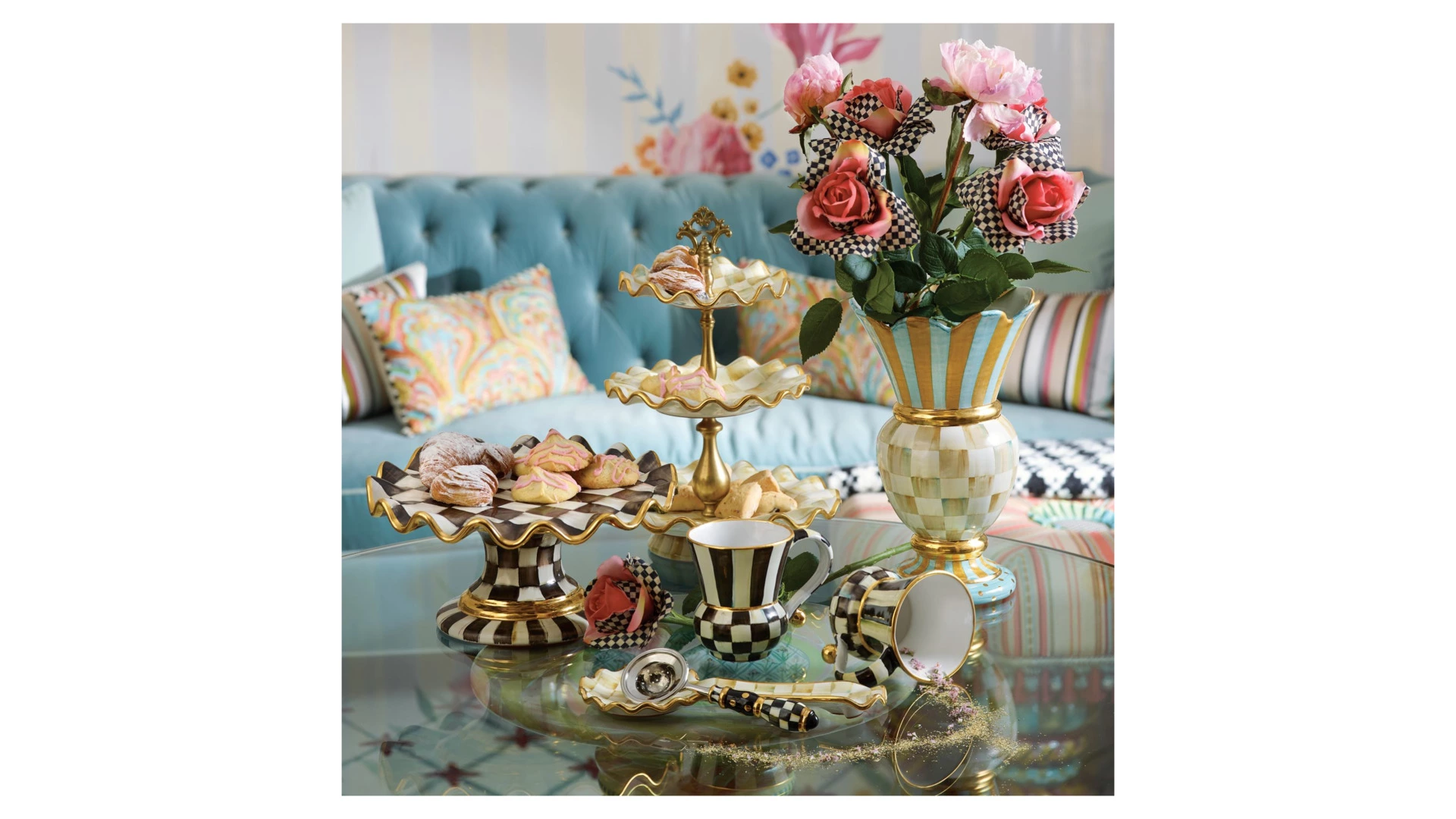 Подставка под ложку Mackenzie-Childs Сourtly Сheck 22х4 см, сталь нержавеющая