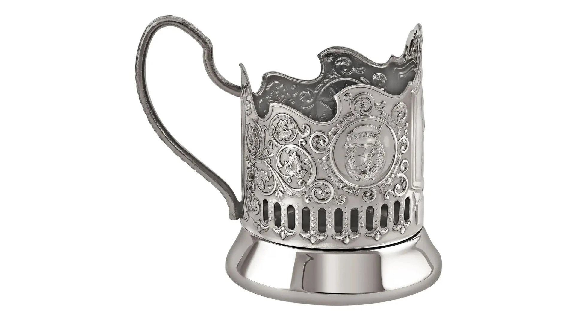 Стакан с подстаканником Кольчугинский мельхиор Комбат 250 мл, латунь