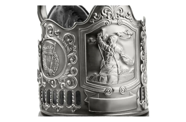 Стакан с подстаканником Кольчугинский мельхиор Комбат 250 мл, латунь