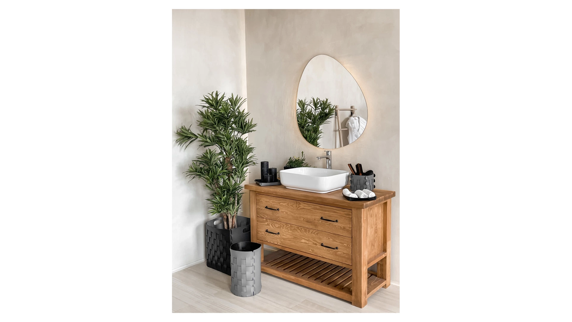 Корзина ADJ Bottega 35x35х40 см, кожа натуральная, черный