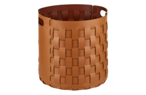 Корзина ADJ Bottega 40 см, кожа натуральная, коньяк