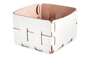 Корзина ADJ Mini Bottega 19x19х13 см, кожа натуральная, устричный