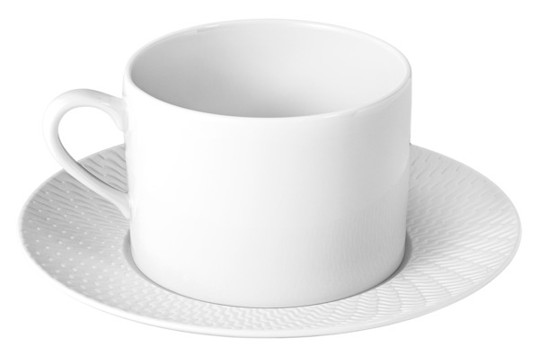 Чашка для капучино с блюдцем Meissen Игра волн, рельеф, белый 250 мл