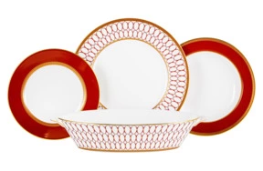 Сервиз столовый Wedgwood Ренессанс на 6 персон 19 предметов, фарфор, красны