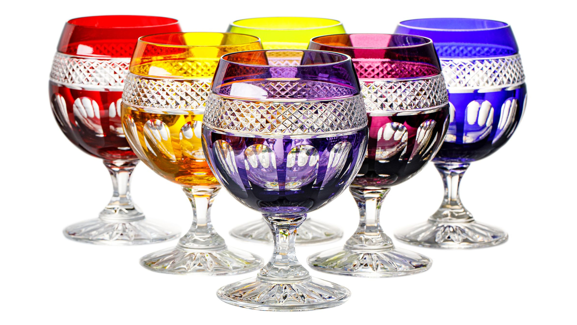 Набор бокалов для коньяка Cristal de Paris Мирей 350 мл, 6 шт, 6 цветов