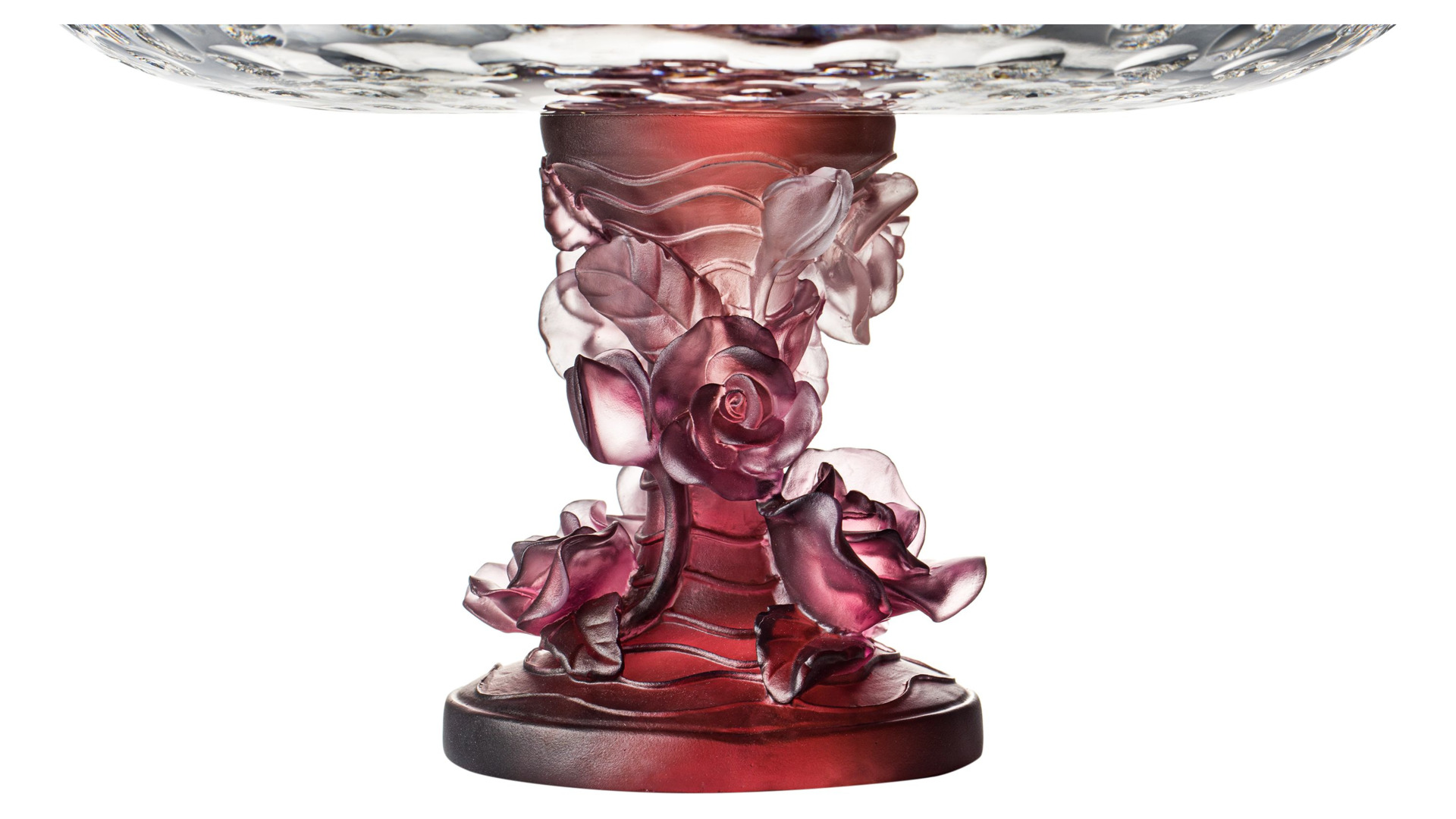 Ваза Cristal de Paris Розы 30 см, h18 см, пурпурная
