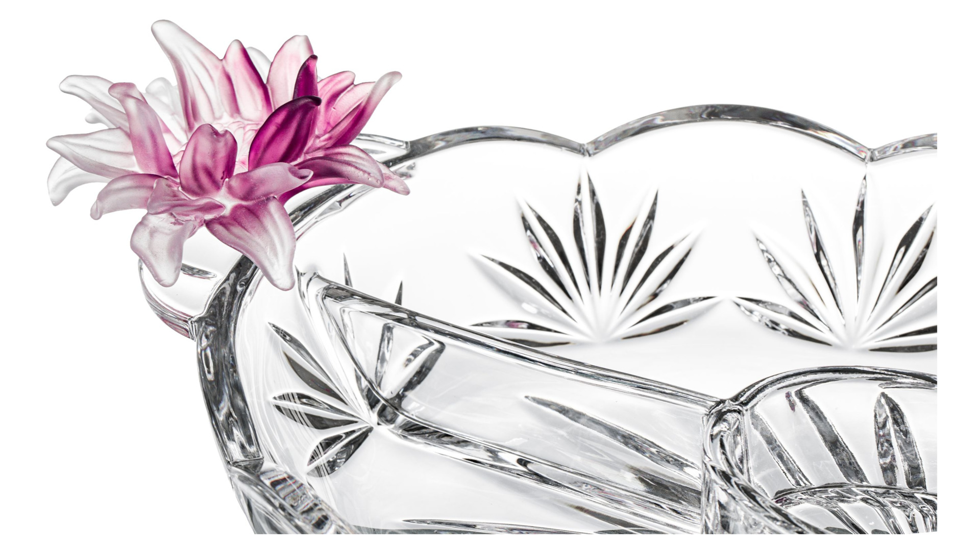 Менажница Cristal de Paris Сохо, Маргаритка 35х35х11 см, пурпурый цветок