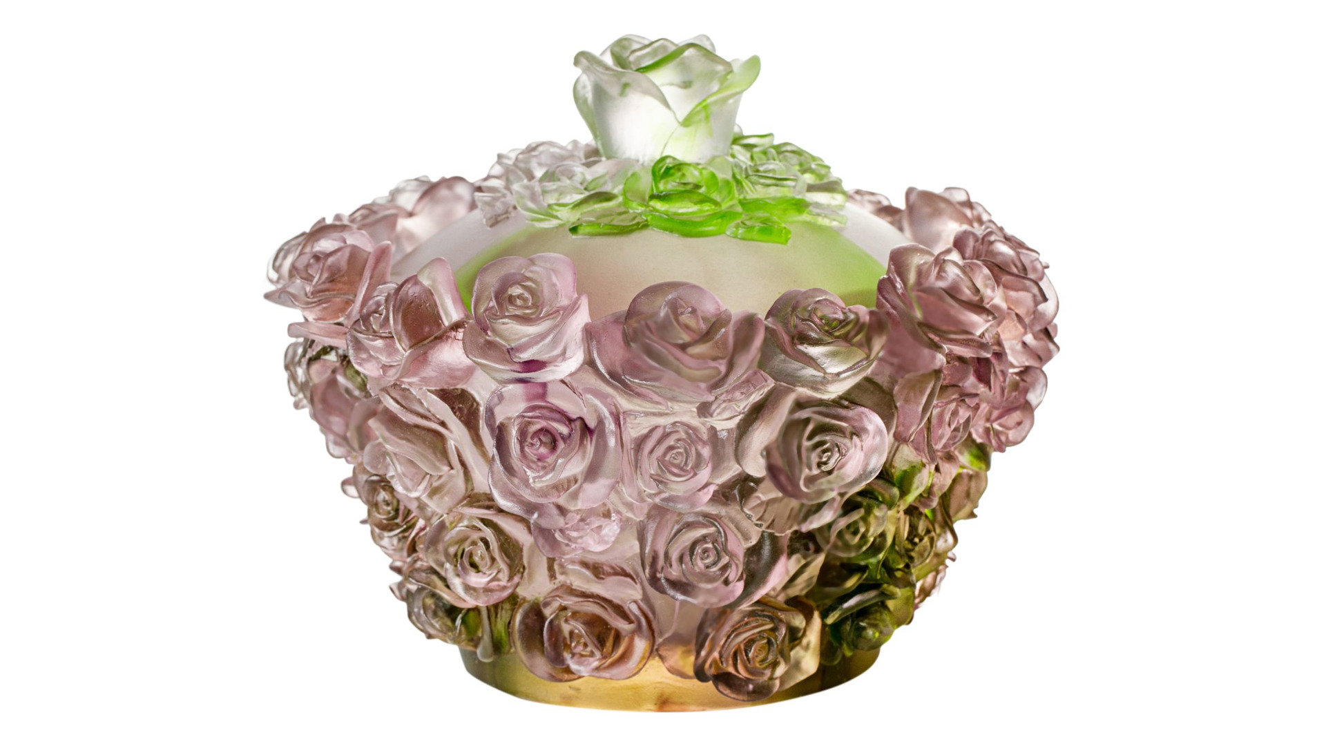 Конфетница с крышкой Cristal de Paris Розы 18 см, h14 см, пурпурная