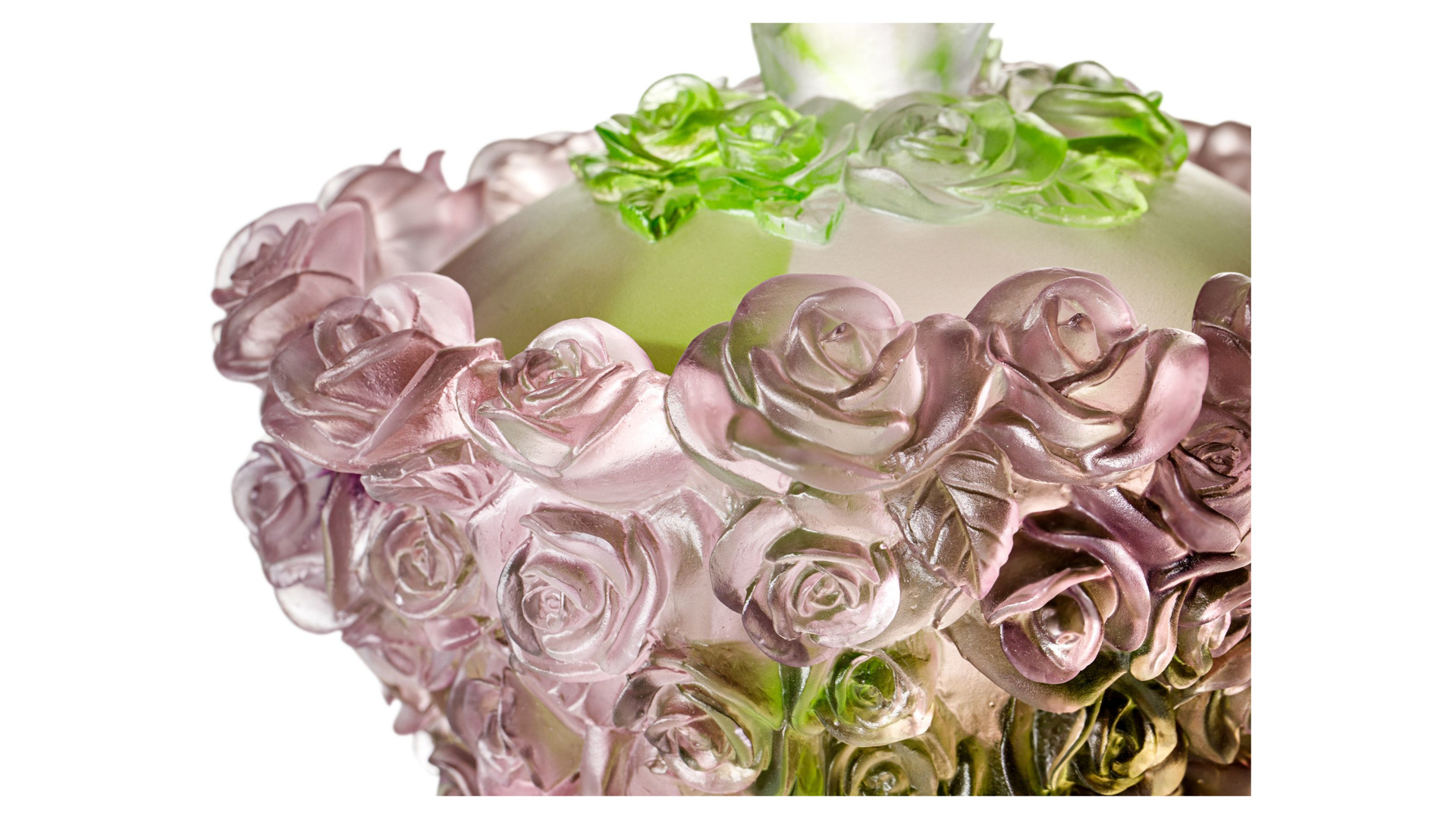 Конфетница с крышкой Cristal de Paris Розы 18 см, h14 см, пурпурная