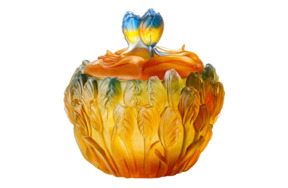 Конфетница Cristal de Paris Тюльпаны 15 см, янтарная