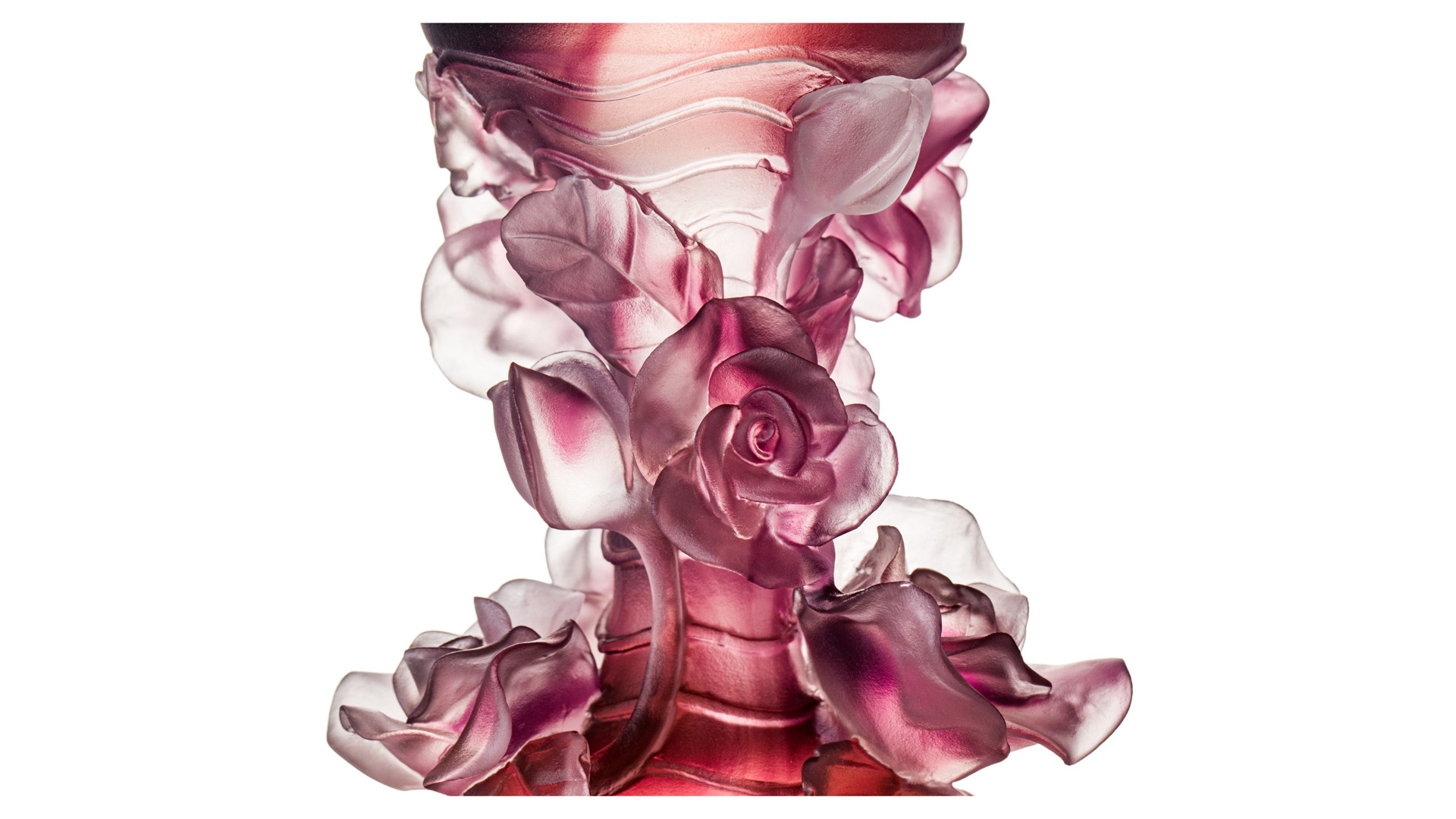 Ваза Cristal de Paris Розы 25 см, h30 см, пурпурная