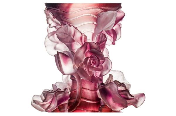 Ваза Cristal de Paris Розы 25 см, h30 см, пурпурная