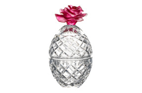 Конфетница с крышкой Cristal de Paris Цветок 15 см, красный цветок