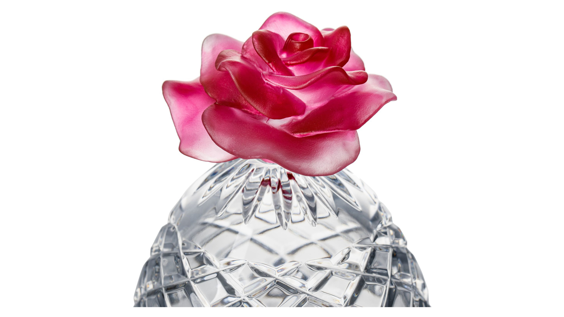 Конфетница с крышкой Cristal de Paris Цветок 15 см, красный цветок