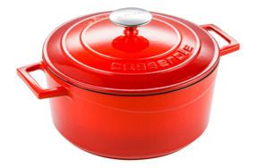 Кастрюля с крышкой LAVA d24 см, 4,5 л, чугун, красная