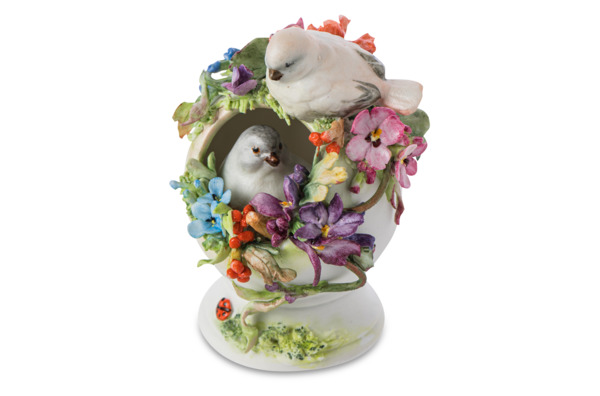 Сувенир Delta-X Яйцо с птичкой Полевые цветы 13 см, фарфор