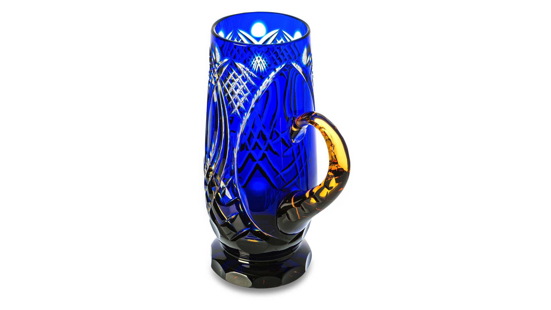 Кружка для пива ГХЗ Банзай 750 мл, хрусталь, янтарно-синяя