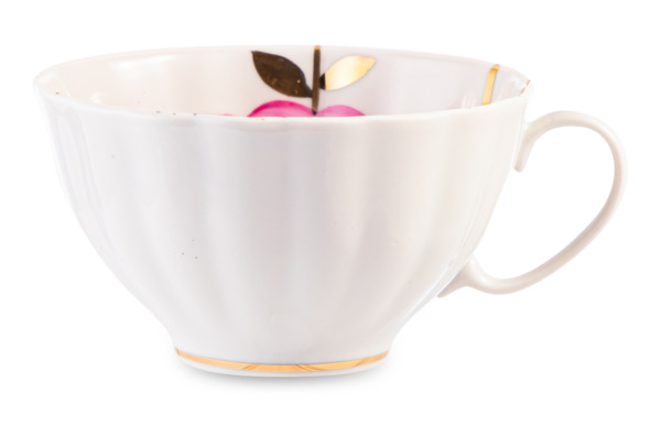 Чашка чайная с блюдцем Дулевский фарфор Белый лебедь Весенний 275 мл, фарфор твердый, белый