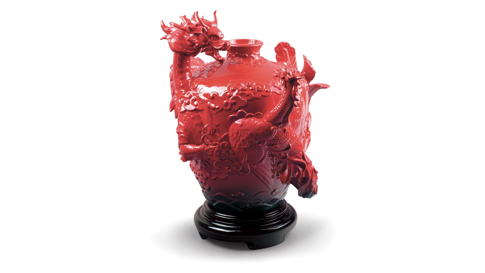 Ваза Lladro Дракон и Феникс 28х32 см, фарфор