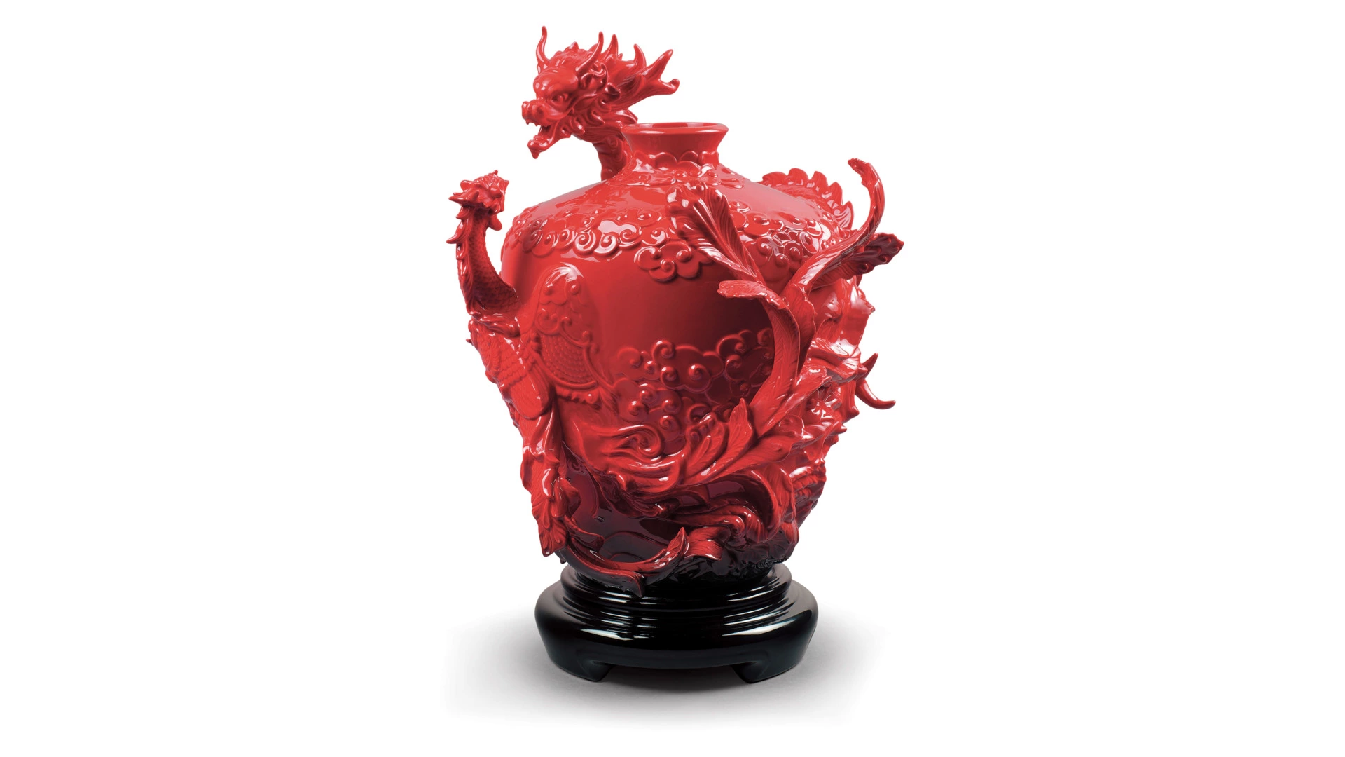 Ваза Lladro Дракон и Феникс 28х32 см, фарфор