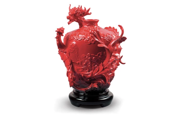 Ваза Lladro Дракон и Феникс 28х32 см, фарфор