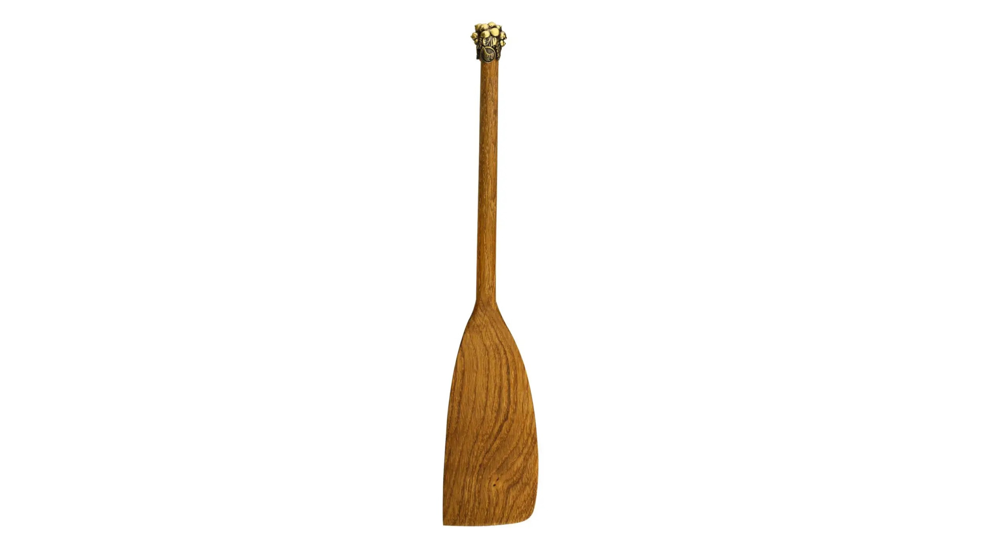 Лопатка деревянная с латунной накладкой широкая Кольчугинский мельхиор Смородина 31 см, дуб, латунь