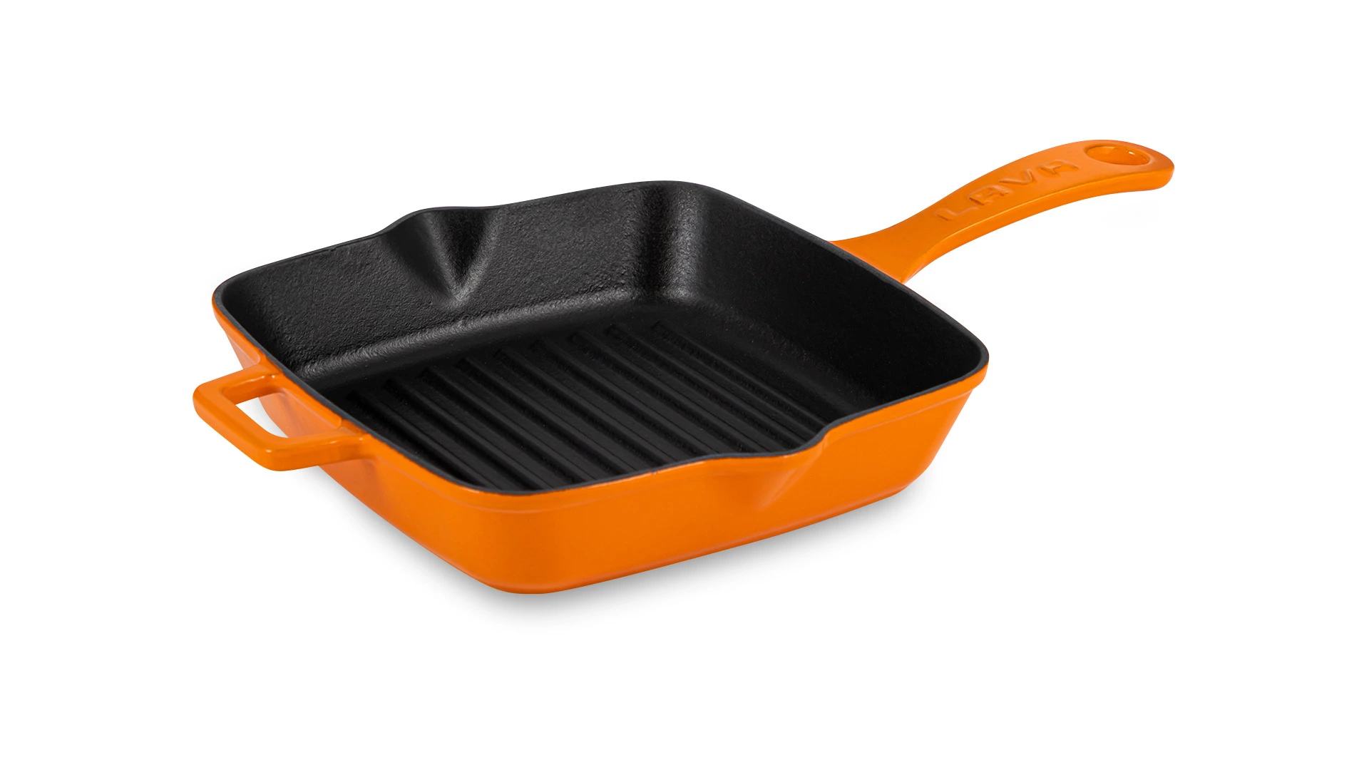 Сковорода-гриль квадратная LAVA 20 см, 1 л, чугун, оранжевая