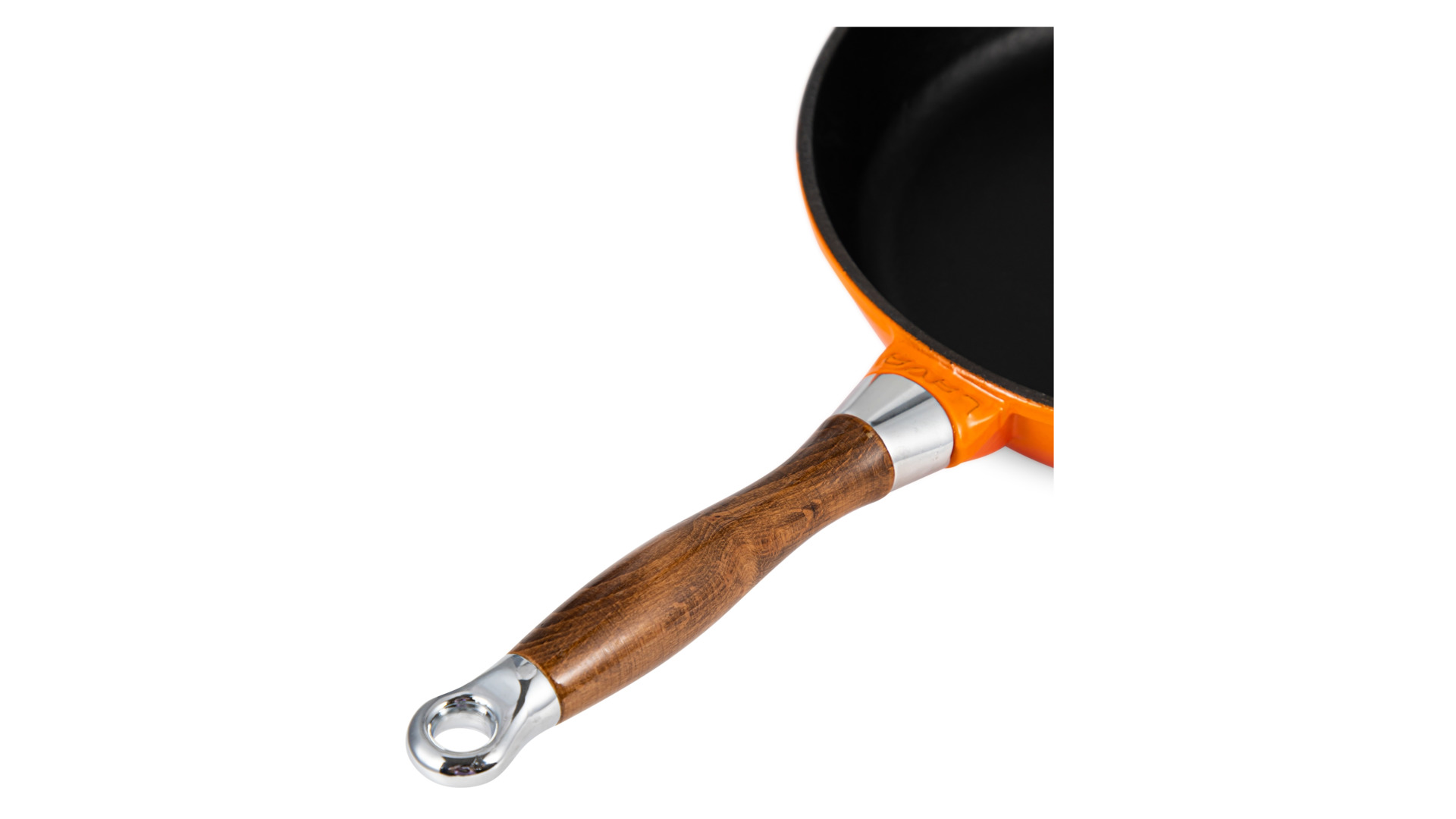 Сковорода с крышкой LAVA d28 см, 2,8 л, с деревянной ручкой, чугун, оранжевая