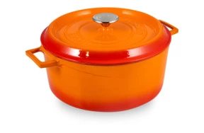 Кастрюля с крышкой LAVA d24 см, 4,5 л, чугун, оранжевая