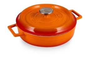 Кастрюля с крышкой низкая LAVA d24 см, 2,5 л, чугун, оранжевая