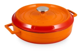 Кастрюля с крышкой низкая LAVA d28 см, 3,5 л, чугун, оранжевая