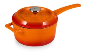 Ковш с крышкой LAVA d16 см, 1,3 л, чугунный, оранжевый