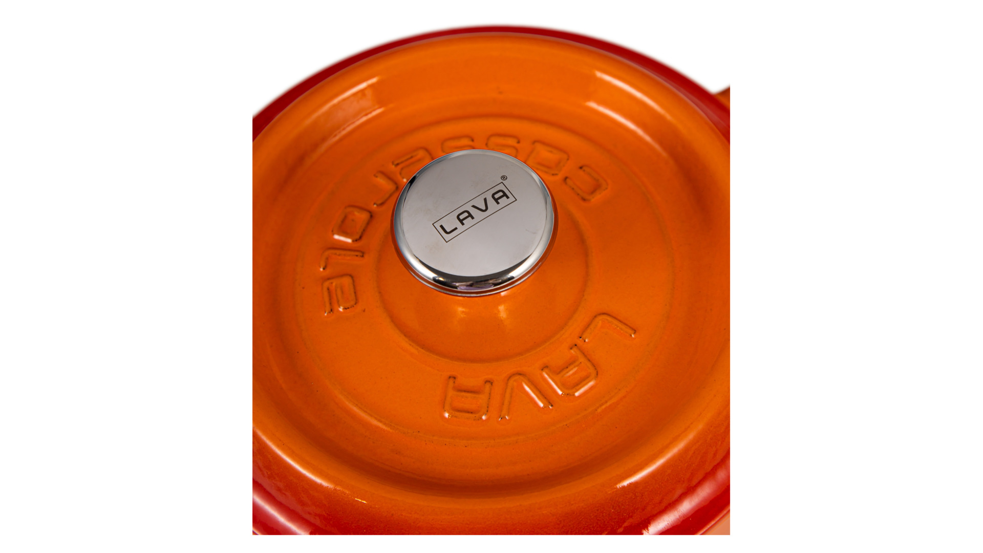 Ковш с крышкой LAVA d16 см, 1,3 л, чугунный, оранжевый