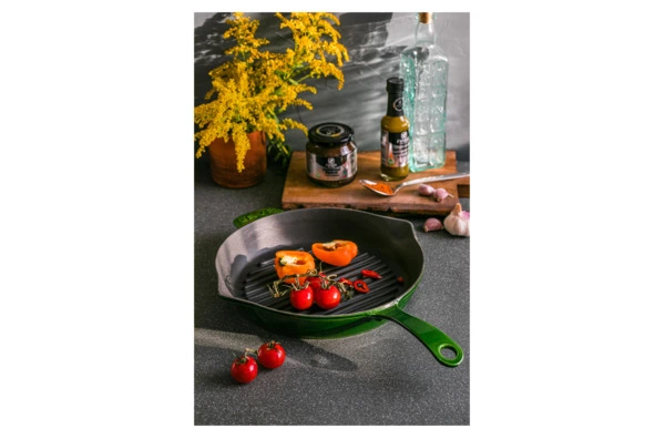 Сковорода-гриль LAVA Premium d28 см, 2,16 л, чугун, зеленая