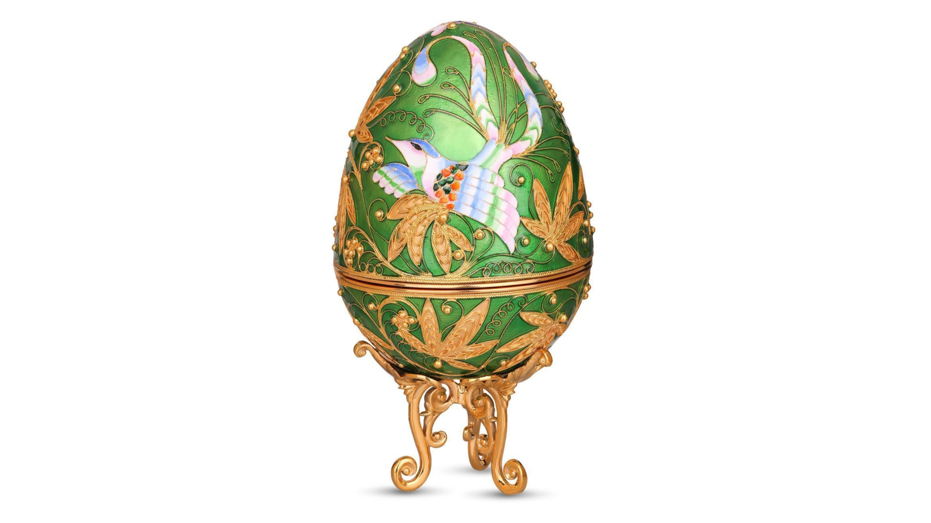 Шкатулка-яйцо Русские самоцветы, 239,47 г, медь, позолота, эмаль