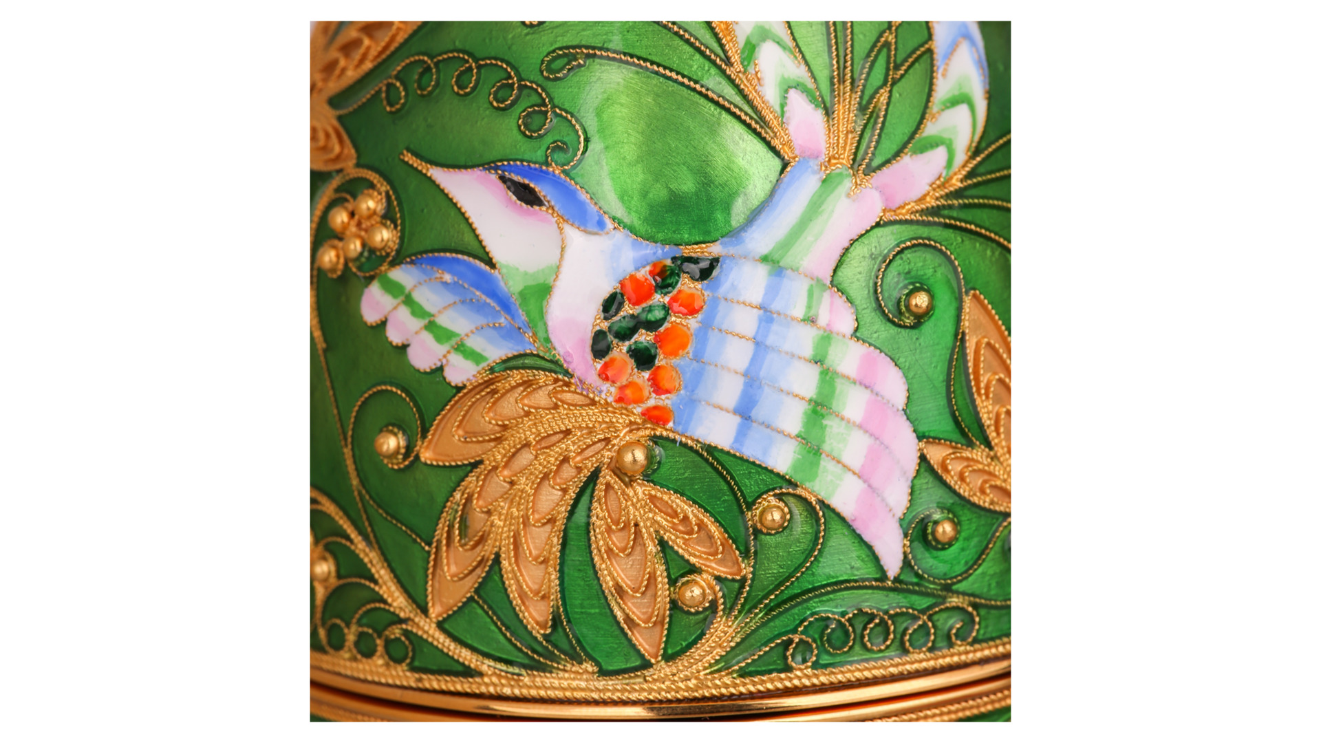 Шкатулка-яйцо Русские самоцветы, 239,47 г, медь, позолота, эмаль