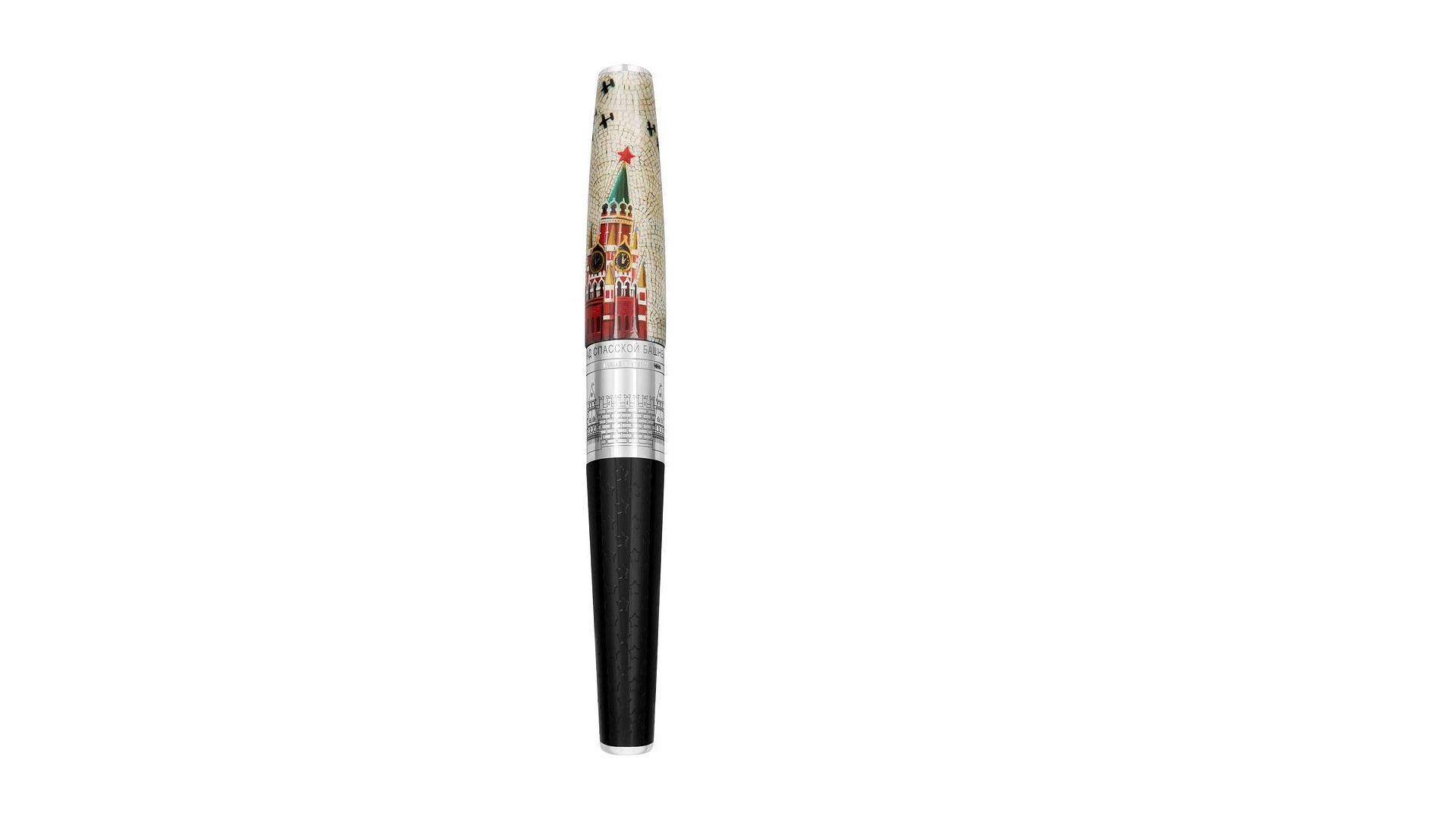 Ручка чернильная GOURJI Над Спасской башней 14 см, смола, серебро, лак