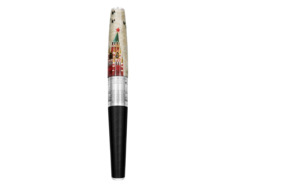 Ручка чернильная GOURJI Над Спасской башней 14 см, смола, серебро, лак