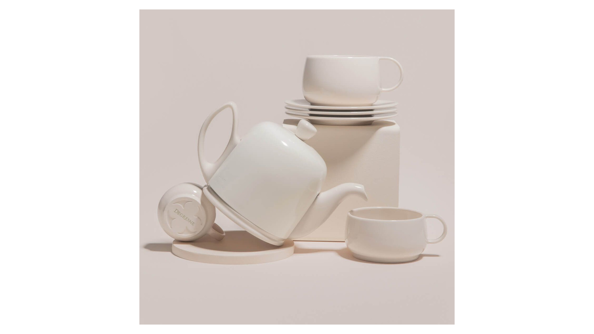 Чашка чайная с блюдцем Degrenne Cafeterie EMPILEO 250 мл, керамика, розовая