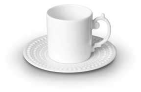 Чашка для эспрессо c блюдцем L’Objet Жемчуг 110  мл, белый декор, фарфор