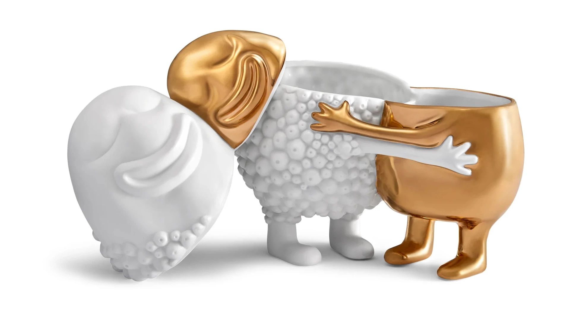 Мелочница L’Objet Хаас 18х11х19 см, белая, золотая, фарфор, п/к