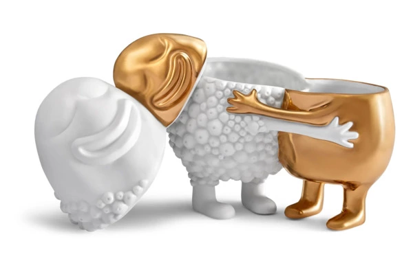 Мелочница L’Objet Хаас 18х11х19 см, белая, золотая, фарфор, п/к