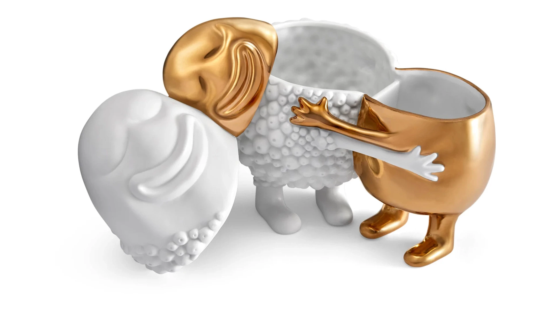 Мелочница L’Objet Хаас 18х11х19 см, белая, золотая, фарфор, п/к