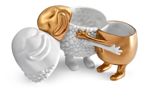 Мелочница L’Objet Хаас 18х11х19 см, белая, золотая, фарфор, п/к